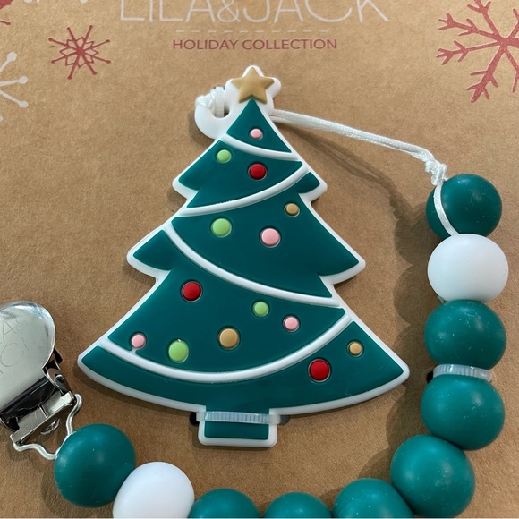 New! Lila & Jack Christmas Tree Pacifier Clip + Teether - Picture 4 of 9